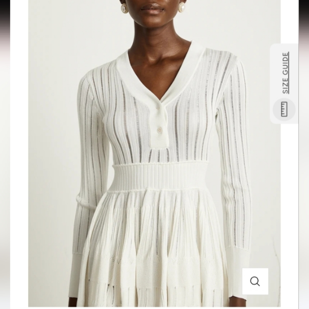 NWT Miss Rosier Geraldine White Pointelle- Knit Midi Dress Size S - Picture 7 of 14